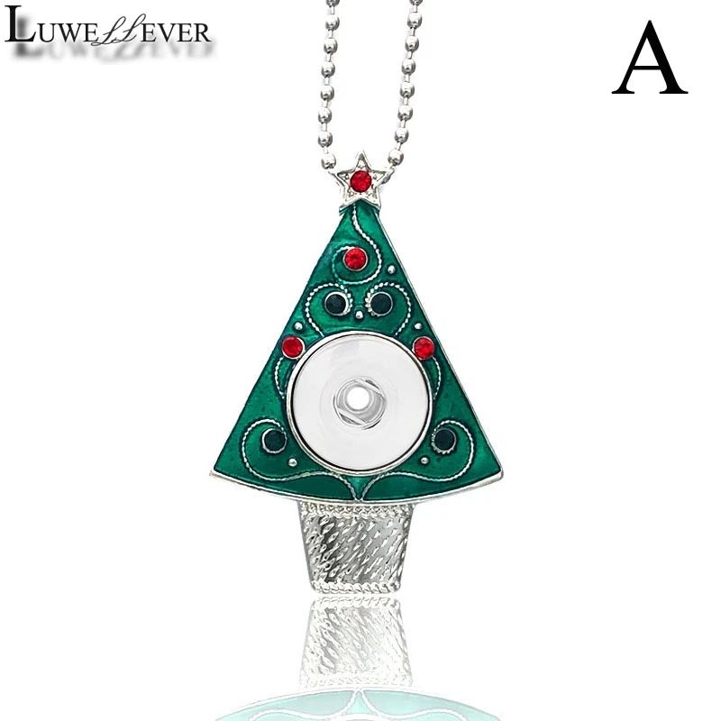 

LUWELLEVER Christmas Tree Interchangeable Crystal Ginger Necklace 031 Fit 18mm Snap Button Pendant Charm Jewelry For Women Gift