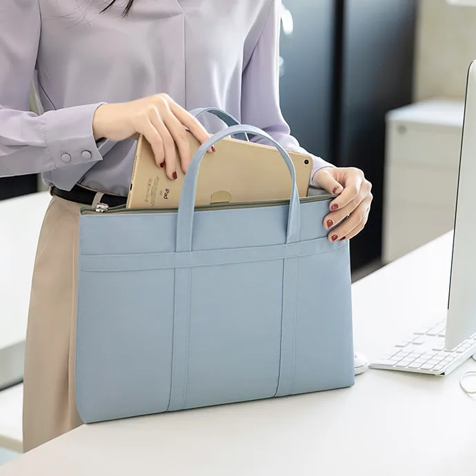 A4 Document Bag Laptop Briefcases Waterproof Anti-Wrinkle Men's Woman's Tote Office Travel Business Textbook Phone Storage Pouch