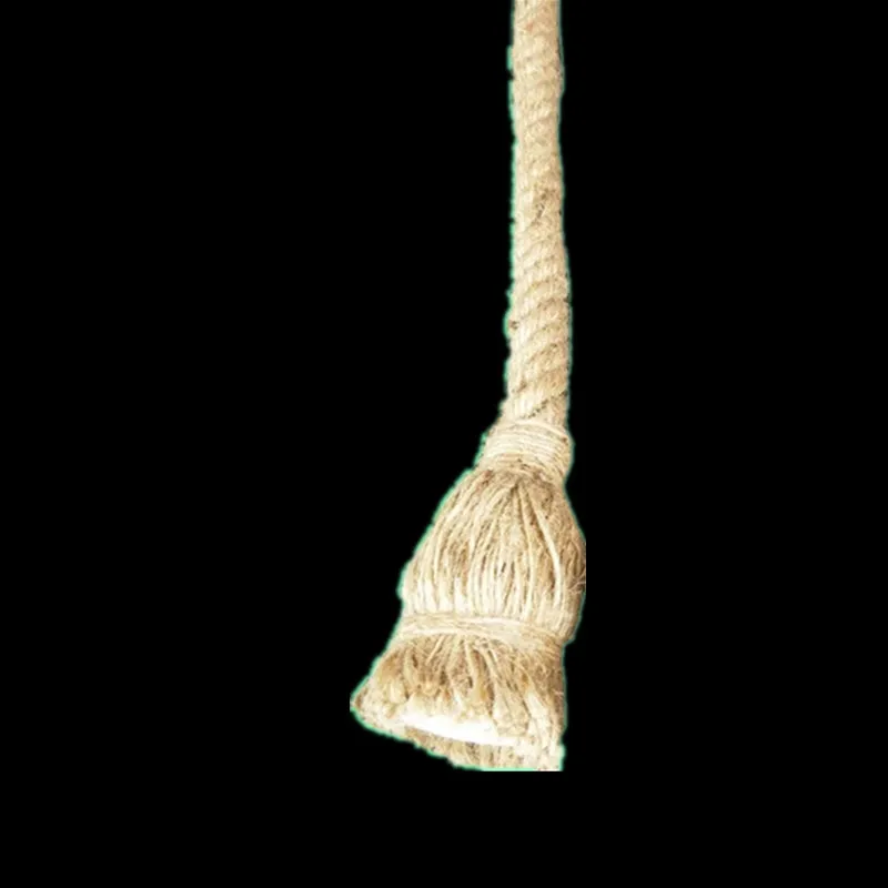 Светодиодный Ретро креативный подвесной светильник из пеньковой веревки для