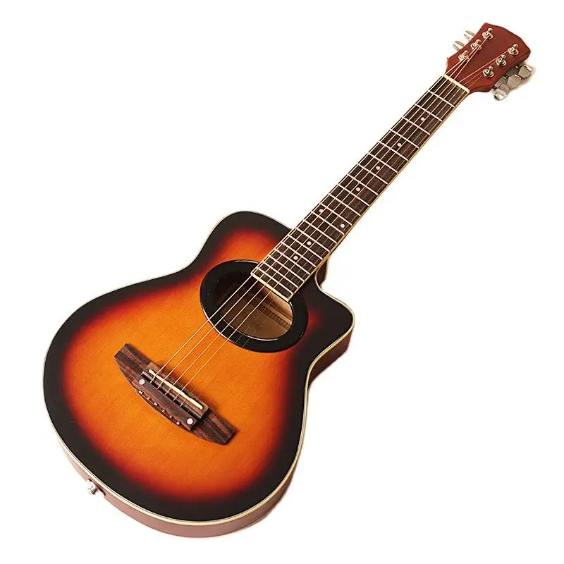 elektrische akustische gitarre 6 string 34 cutaway design reise gitarre 20 bünde sunburst farbe folk gitarre mini gitarren für reise free g