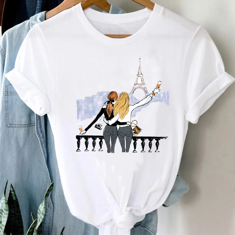 

T-shirts Women Cartoon Moon Star Trend Fashion Casual 90s Cute Clothes Graphic T Tshirt Top Lady Print Female Tee T-Shirt
