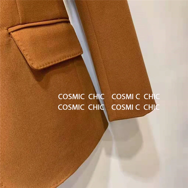 Cosmicchic осенний женский шерстяной Блейзер с длинным рукавом на одной пуговице клубный пиджак верблюжьего оттенка высокого качества Женский черный пиджак