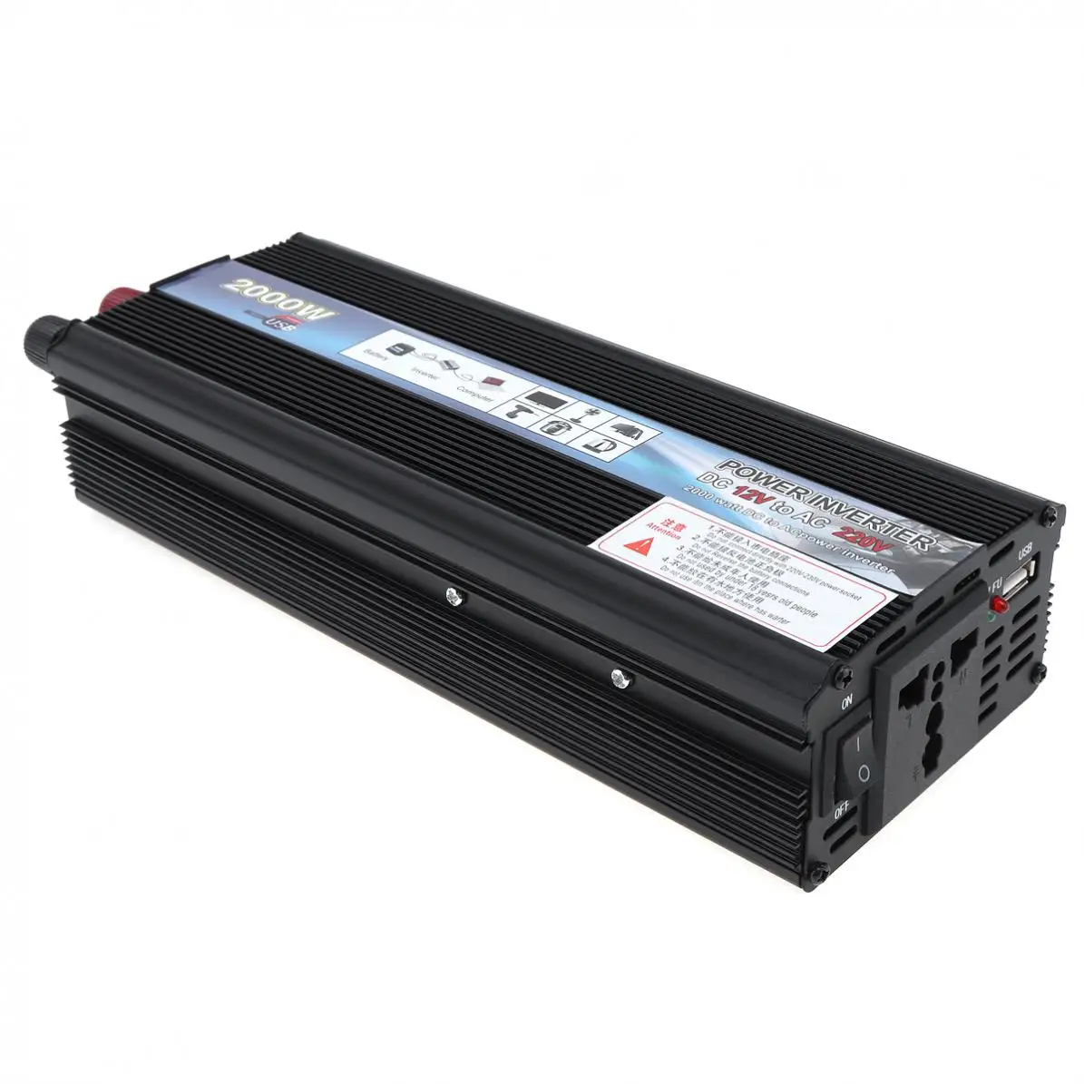 2000W DC 12V 24V to AC 220V 110V Aluminum Alloy Case Car Inverter Charger Converter Transformer with Vehicle Power Switches | Автомобили и