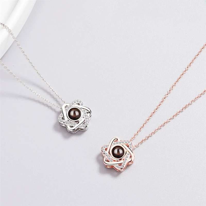 Ожерелье женское из серебра с подвеской-проектором 100 языков | Украшения и