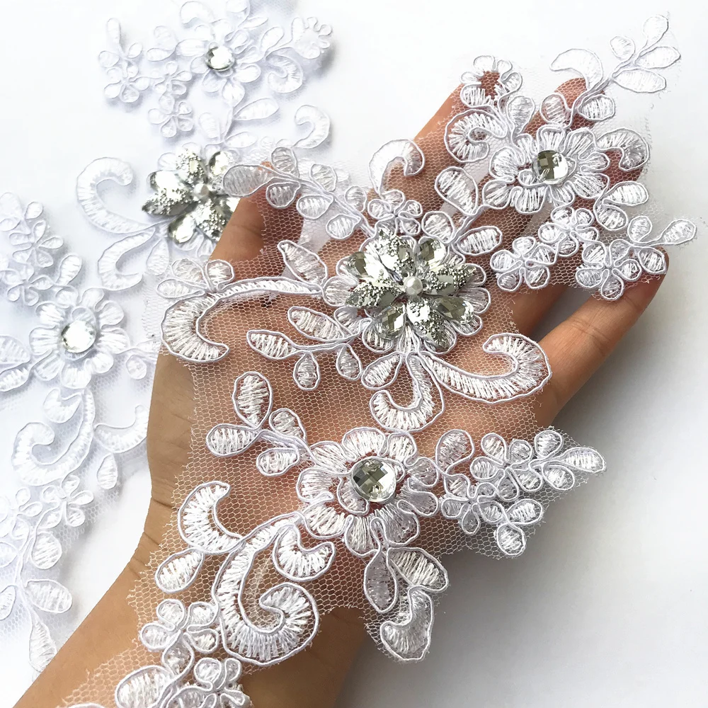 10 пар серебристые и белые нашивки для шитья 11x25 см|Кружево| |