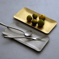 japanese style retro metal small plate gold and silver creative 304 stainless steel towel dish dessert jewelry storage tray