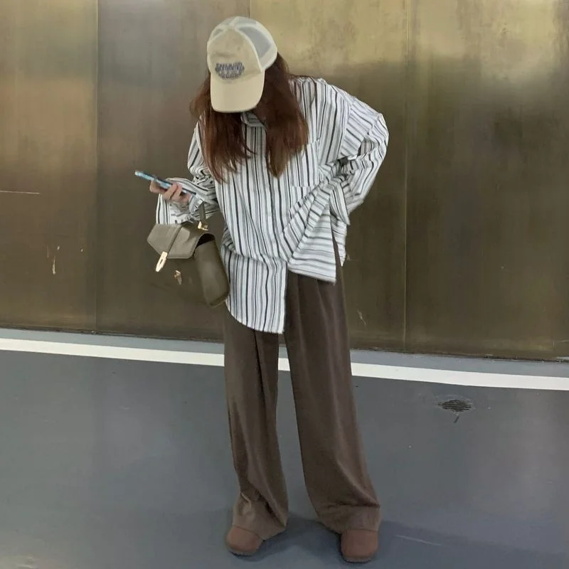 

Стильная Свободная рубашка в полоску