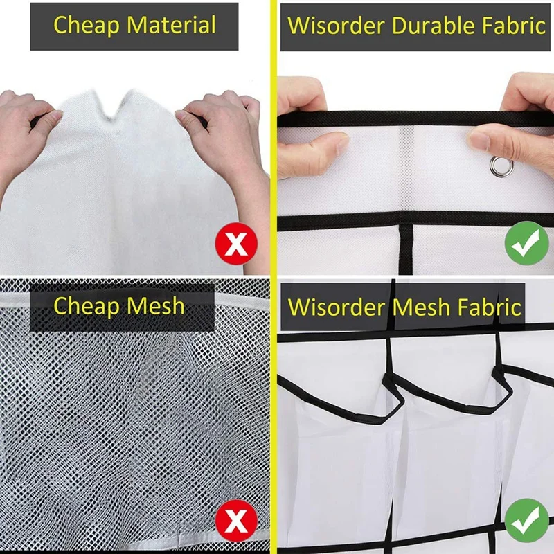 

Over The Door Shoe Organizer, Clear Hanging Shoe Rack, Fabric Closet Shoe Organizer Storage Bag, 24 Large Mesh Pockets Door Shoe