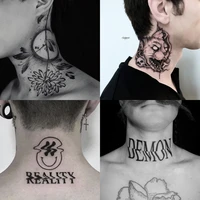 6 sheets the darkness series black neck temporary tattoo stickers dark wing fake tattos body art waterproof skull tatoo decals
