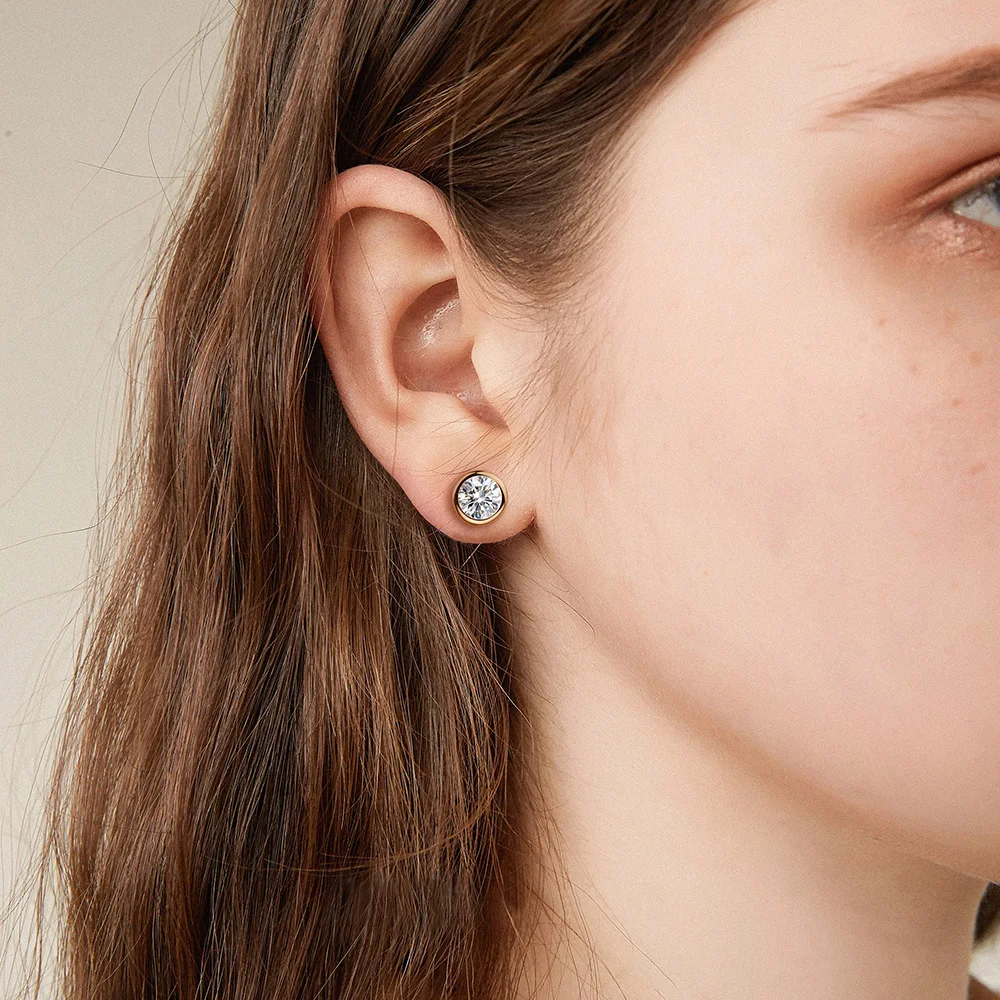 Простой Зеленый Кристалл OL стиль розовое золото цвет серьги гвоздики цветной