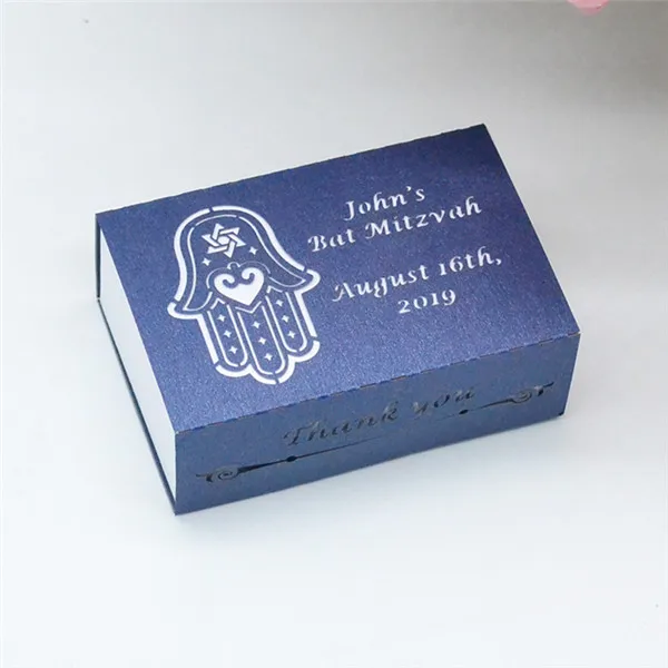 white navy blue Персонализированные лазерная резка бар мицва и летучая мышь мицва ящики - Цвет: white navy blue