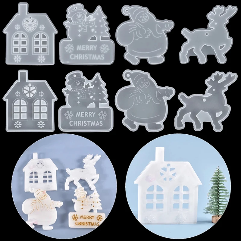 

1PC Christmas Hanging Tag Silicone Mold Xmas Tree DIY Crafts Jewelry Pendant Making Mould DIY Resin Crystal Epoxy Casting Molds