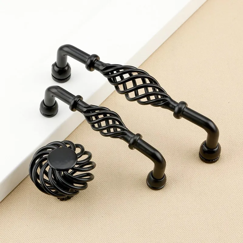 KK & FING винтажные бронзовые черные ручки для шкафа пустотелые птичьей клетки
