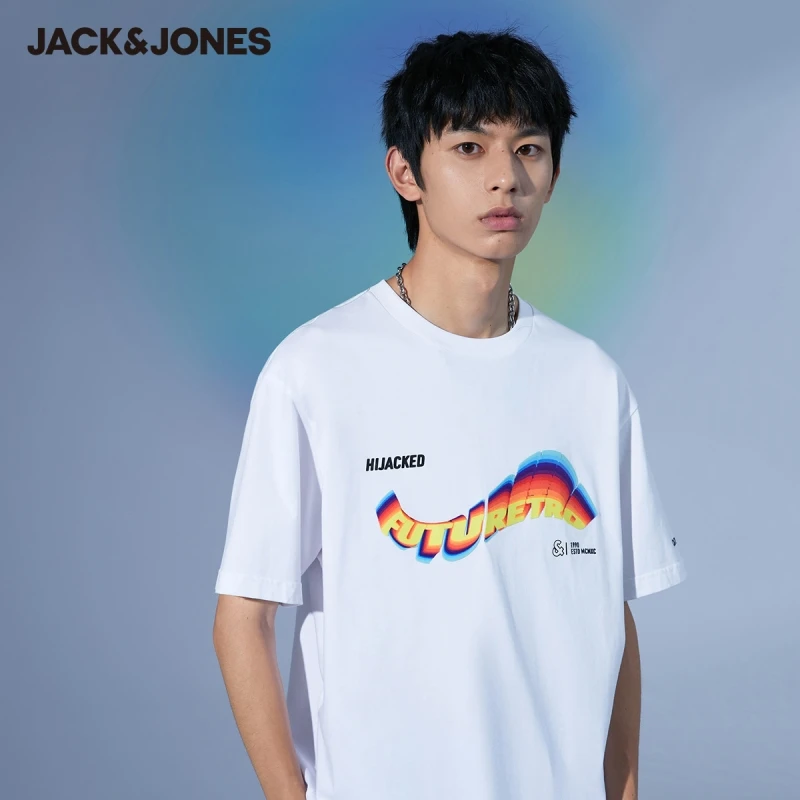 

JackJones Men's 100% Cotton Loose Fit Contrasting Spliced Print Short-sleeved T-shirt | 221201413