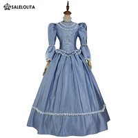 Light Blue Renaissance Rococo Belle Marie Antoinette Dress Sallon Girl Gothic Victorian Ball Gown Theater Clothing