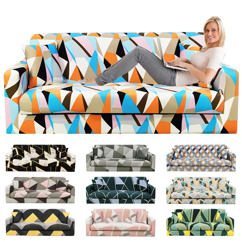 

Стрейч диванных чехлов для Гостиная с геометрическим рисунком, угловой секционный диван Чехол Эластичный домашний декор 1/2/3/4 сиденье