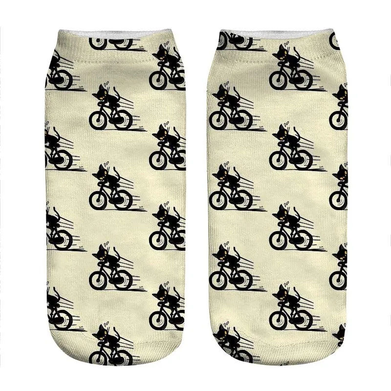 

Женские носки kawaii Black cat езда на велосипеде носки с принтом Женщины harajuku счастливые Смешные новые милые подарочные носки для девочек для жен...