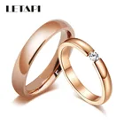Модные яркие мужские обручальные кольца LETAPI цвета розового золота 585 пробы для пар из нержавеющей стали с фианитами и камнями для мужчин и женщин, обручальные кольца