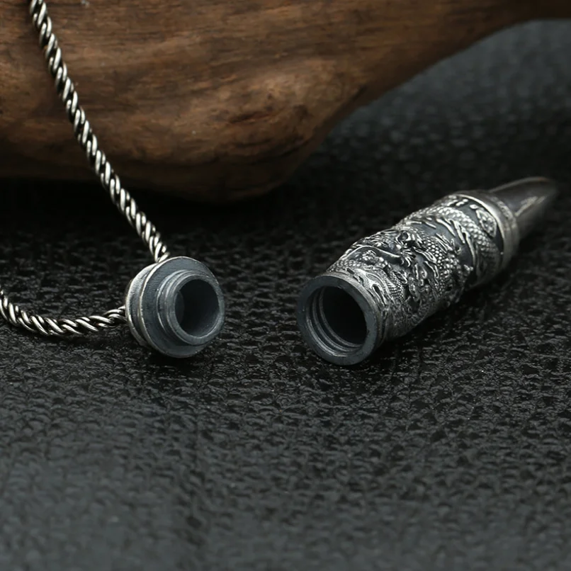 Мужской кулон в виде пули дракона из стерлингового серебра S925 пробы стильная
