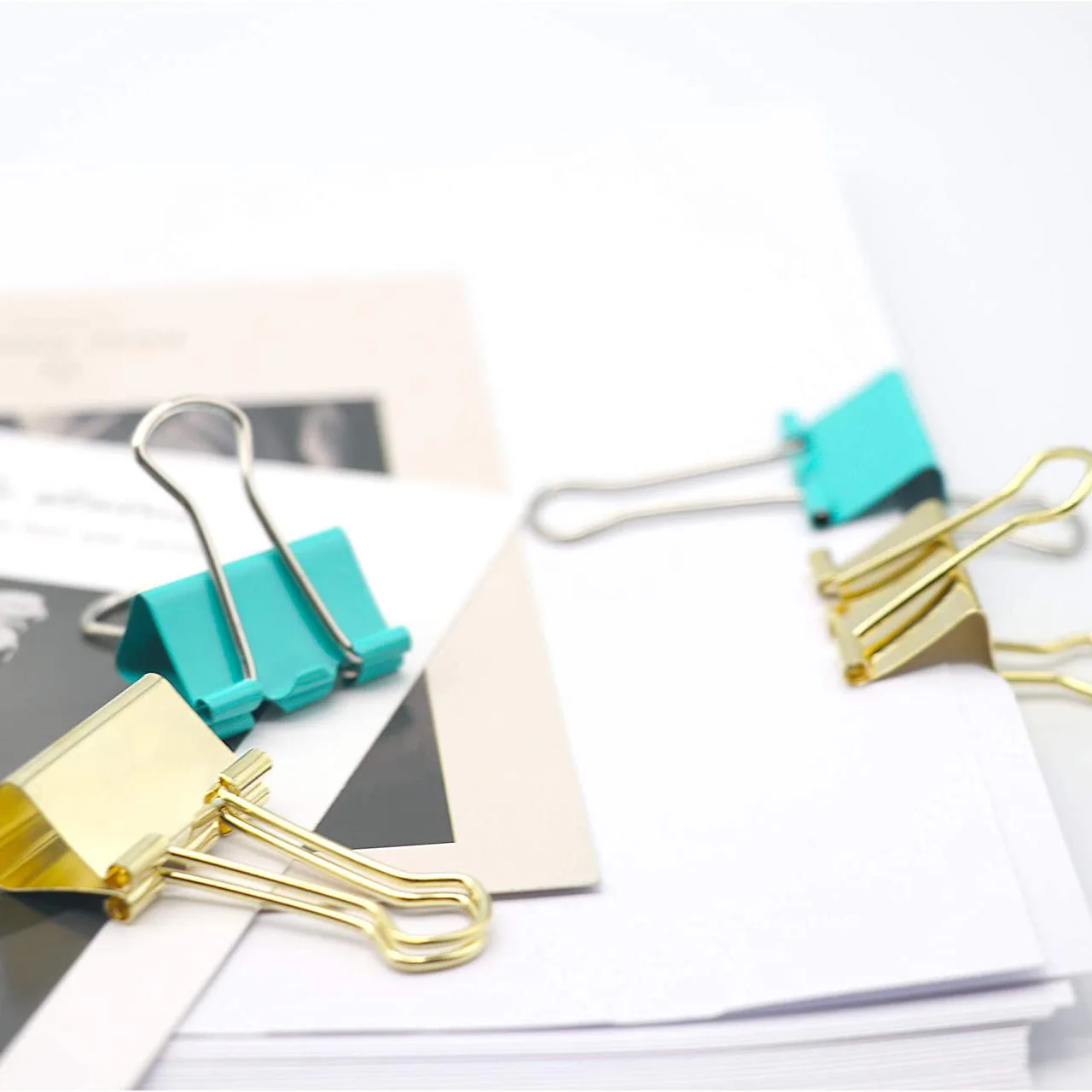 

Gold Binder Clips and Paper Clips Set (3-in-1 Boxed) for Office School Supplies Teachers Classroom Daily Use