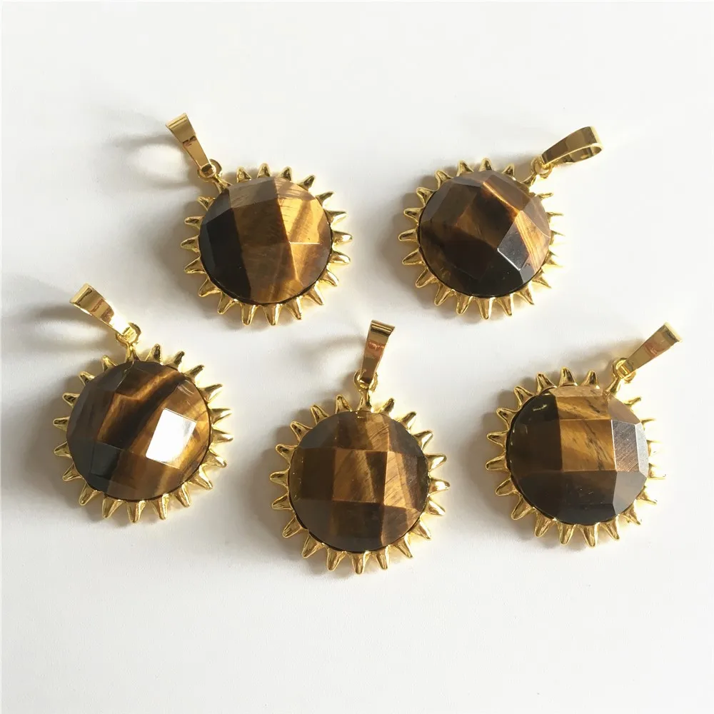 Подвеска с кристаллом подсолнуха FUWO Классическая из натурального розового