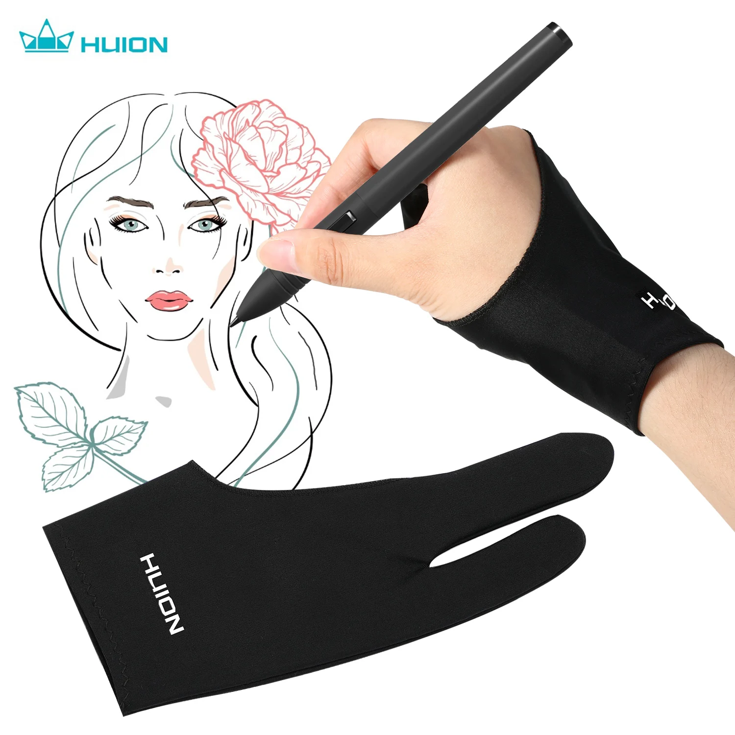 Перчатка для рисования Huion GL200 с двумя пальцами свободного размера перчатка на