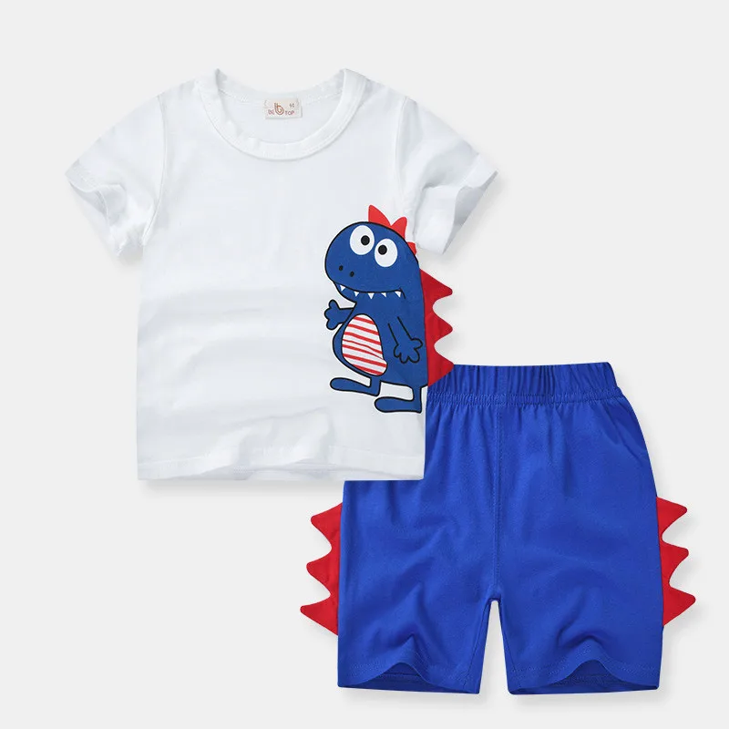 Комплект одежды для маленьких мальчиков хлопковая Футболка с динозавром + шорты