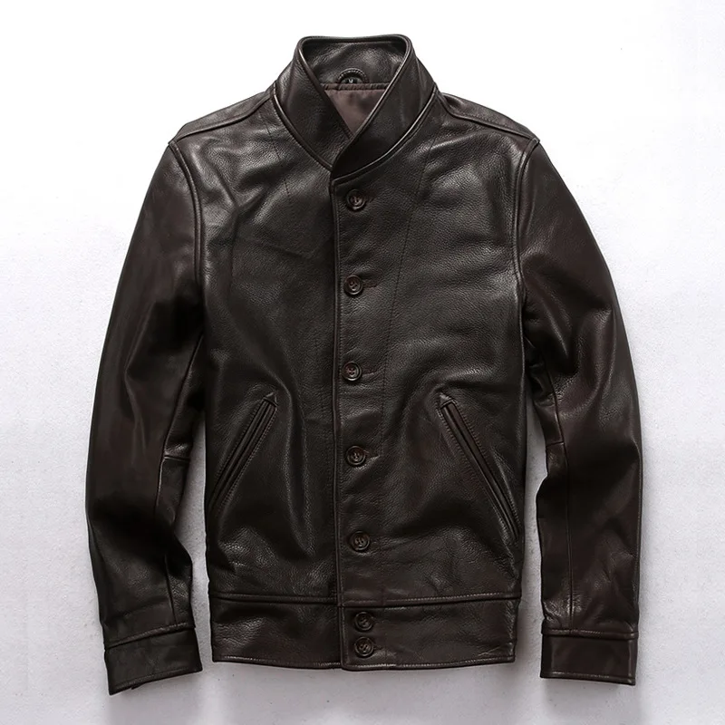 

Motor Cool Man Leather Jackets Slim Style Plus Size Genuine Leather Coat Mens Jacket