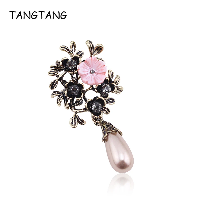 Винтажная брошь TANGTANG для женщин розовая искусственная смола Ретро изысканные