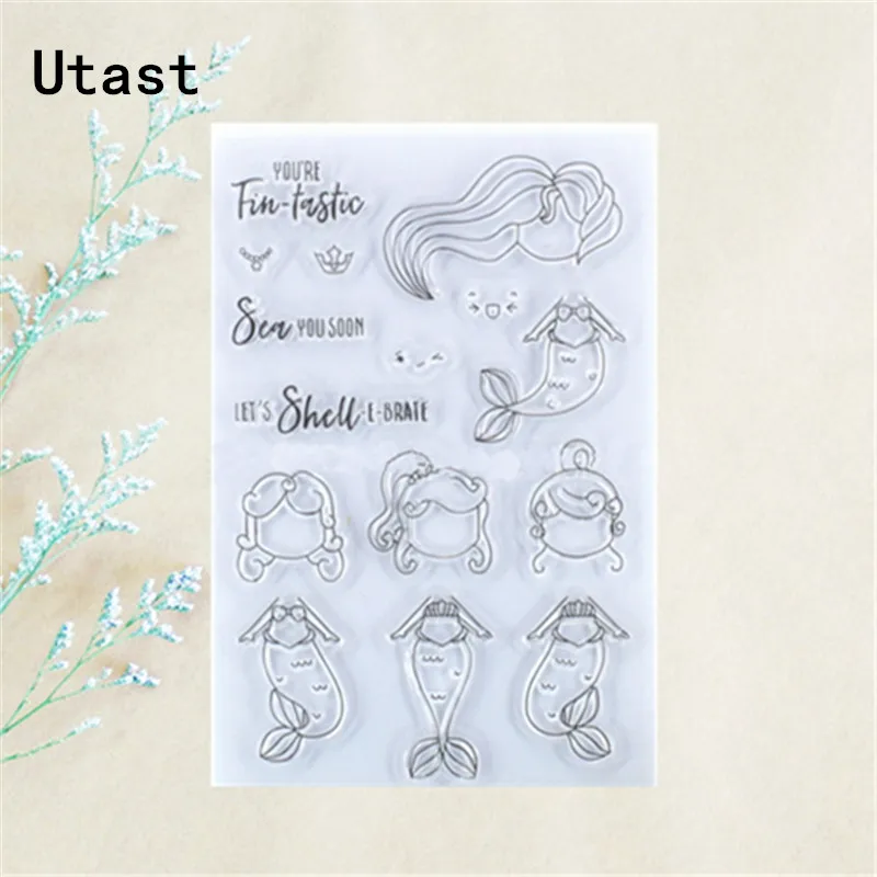 Прозрачные силиконовые штампы в виде морской ракушки русалки/прозрачные