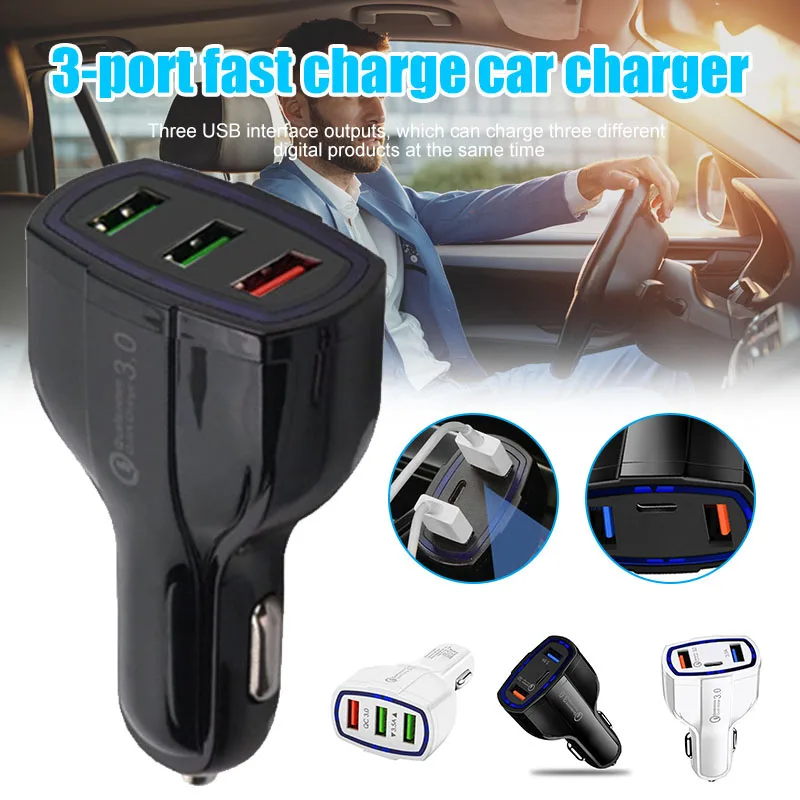 

Car Charger Adapter 3 Ports Fast Quick Charging Universal for Smartphone TD326