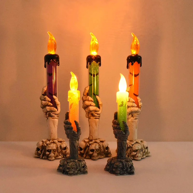 

Halloween Ghost Hand Candle LED Lights Skeleton Candle Light Battery Operated Halloween Party Haunted House Bar Home Decorations
