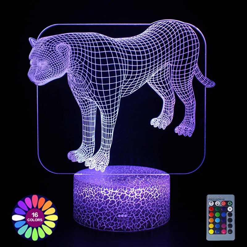 3D иллюзионная лампа с рисунком животных светодиодные ночные светильники