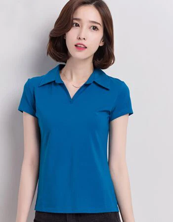 

T-Shirt Women Short Sleeves Shirt 100% Cotton blue Awesome Femme Summer Top
