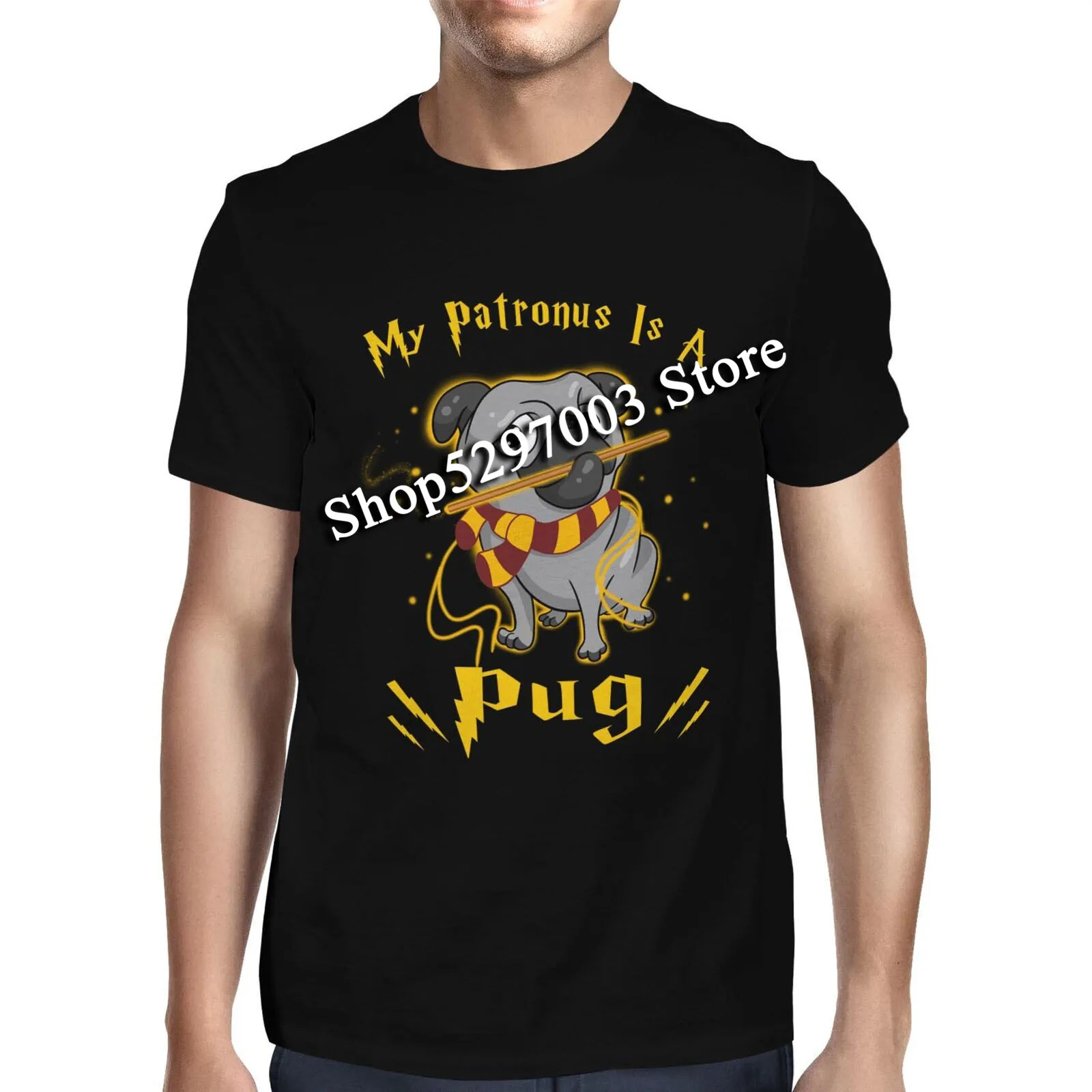 1Tee Мужская футболка My Patronus Is A mopg Dog Ретро футболка| |