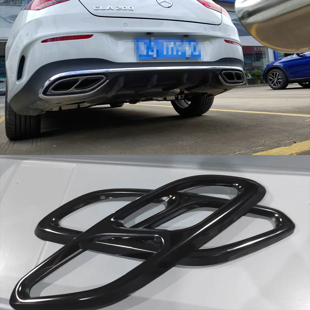 Подходит для Mercedes Benz 2019 2020 CLA C118 W118 черная крышка выхлопной трубы из нержавеющей