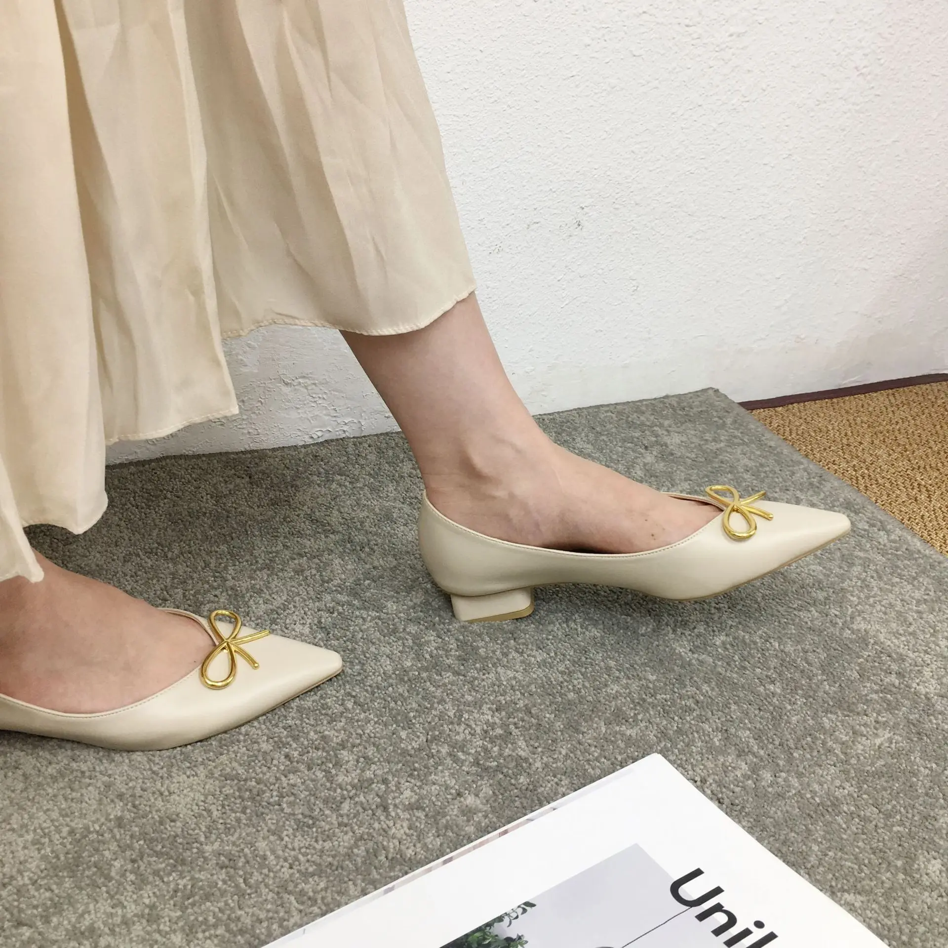 

Slip On Shoes For Women Square Toe Female Footwear Bow-Knot Shallow Mouth Casual Sneaker Slip-on Dress Butterfly Comfortable Sum