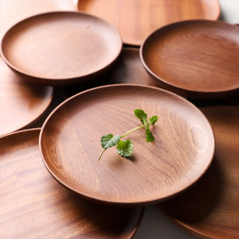 Мусовод в японском стиле круглое блюдо из твердой древесины бытовая черная