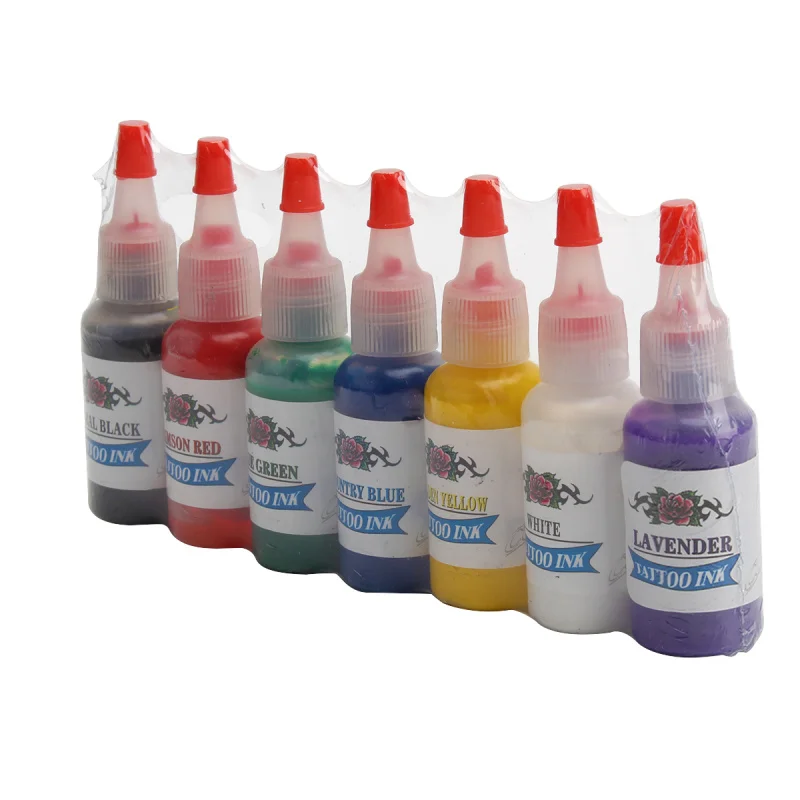Набор цветных татуировок для боди арта 7 шт. 15 мл/флакон цветные чернила