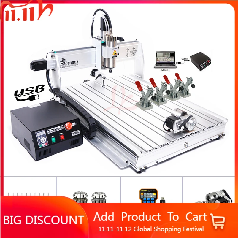 USB-порт 4 оси 8060 кВт гравировальный станок с ЧПУ нефритовый надгробие камень акрил