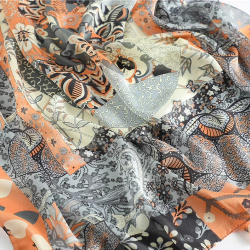 

Women Square Scarf Silk Shawl Wrap Design Print Lady Foulard Hairband Scarves Neck Tie Soft Bandana for Female 2021 New