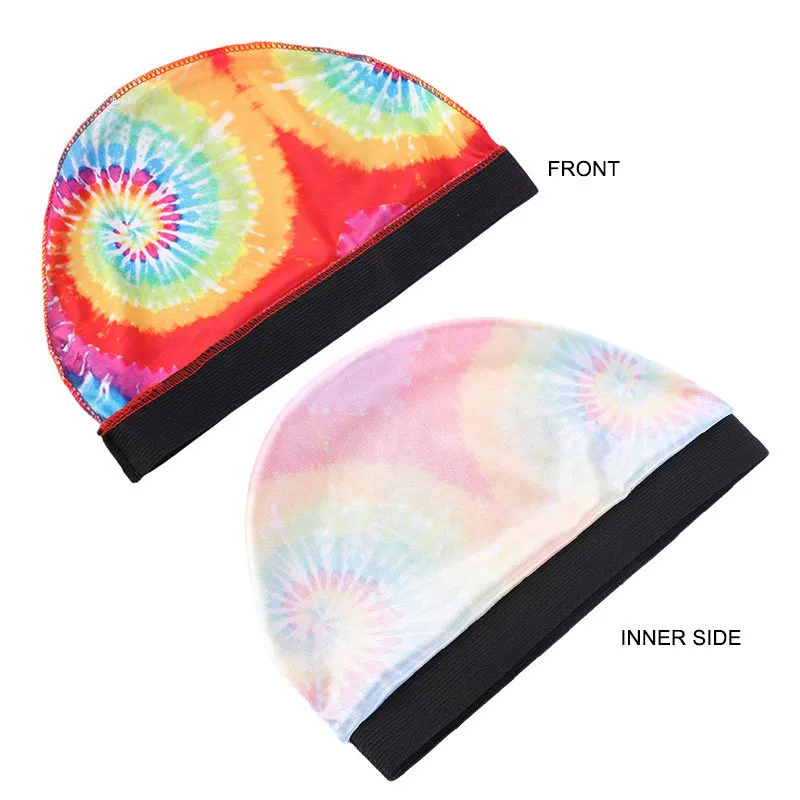 

Unisex Summer Dyeing Breathable Turban Hat Men Hip Hop Durags Silk Dome Cap 1pcs