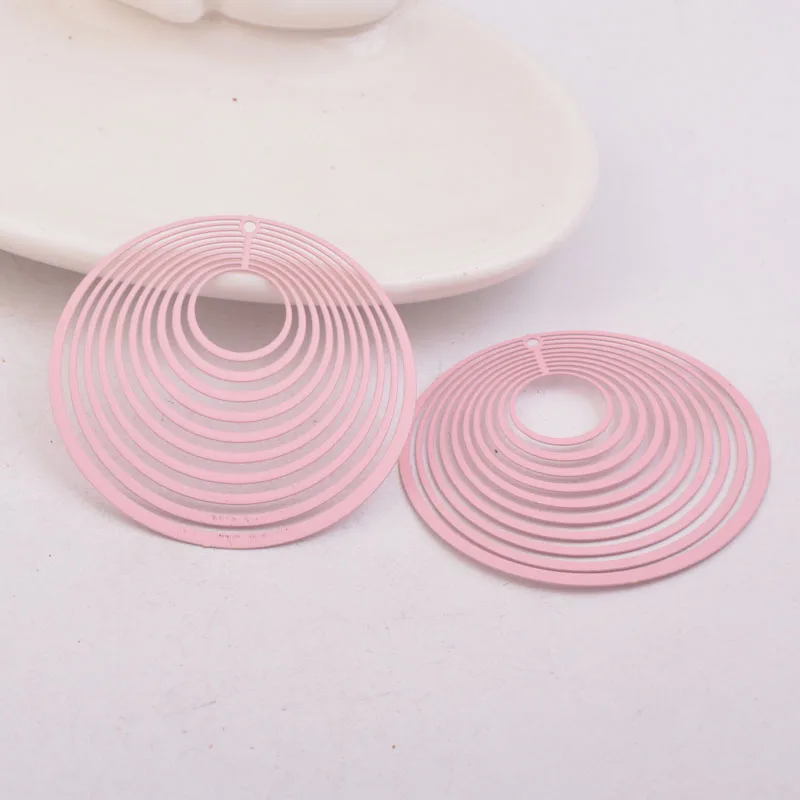 Pink 30 шт. AB1835 44 мм Филигранное большое круглое очарование серьги подвеска «сделай сам» ювелирное ожерелье - Окраска металла: Pink