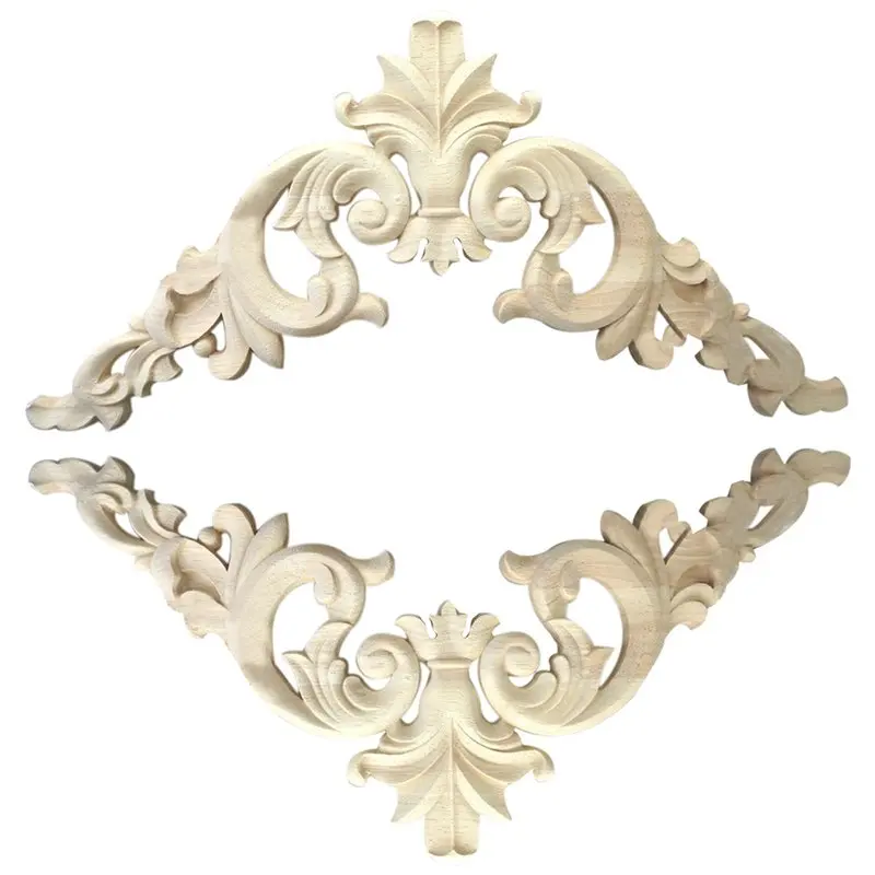 

15*15cm Rubber Wood Carved Corner Onlay Applique Exquisite Unpainted