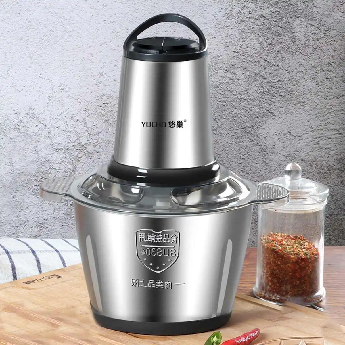 

New 5L Capacity Stainless Steel 2 Speed Meat Grinder Chopper Electric Automatic Mincing Machine Household Grinder Food Processor