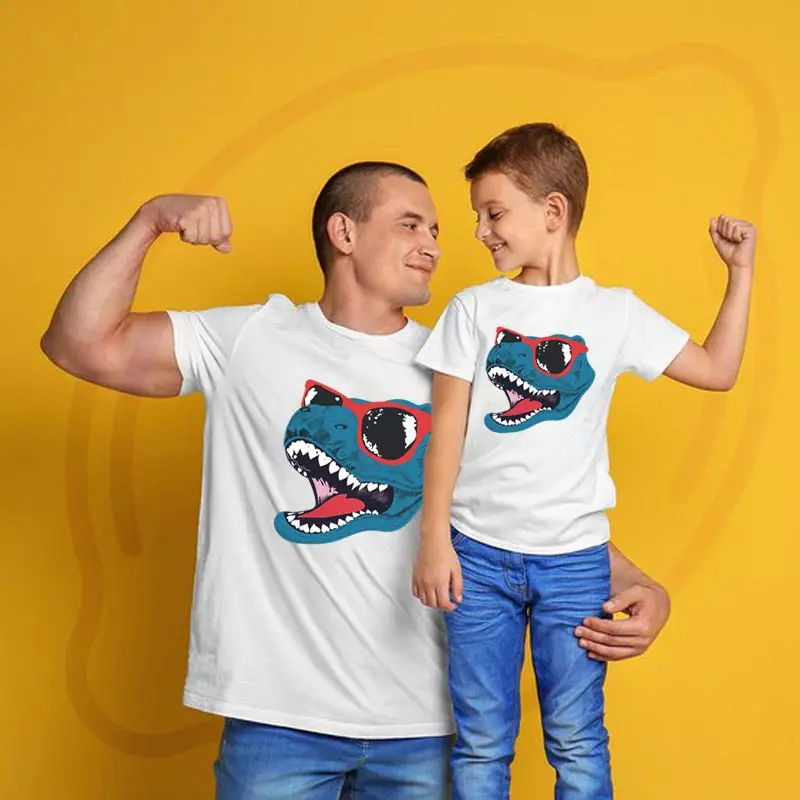 

dinosaur family look matching clothes dad mom daughter son cotton print t shirt summer fashion mommy and me kids mother daughter