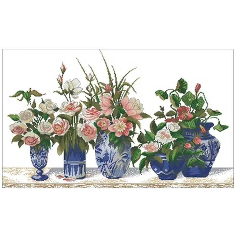 

Blue and white porcelain vase Counted Cross Stitch 11CT 14CT 18CT DIY Chinese Cross Stitch Kits Embroidery Needlework Sets
