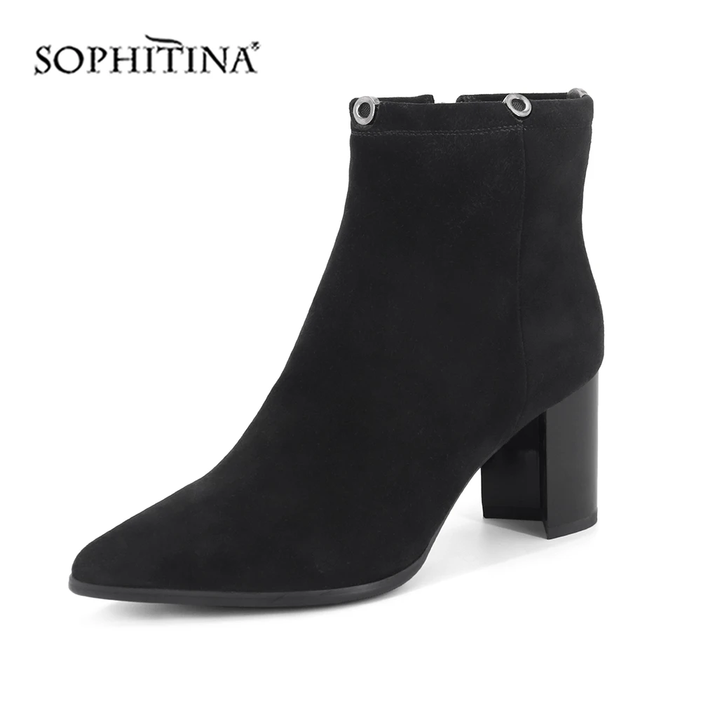SOPHITINA/женские ботинки ручной работы Элегантная удобная обувь с острым носком на