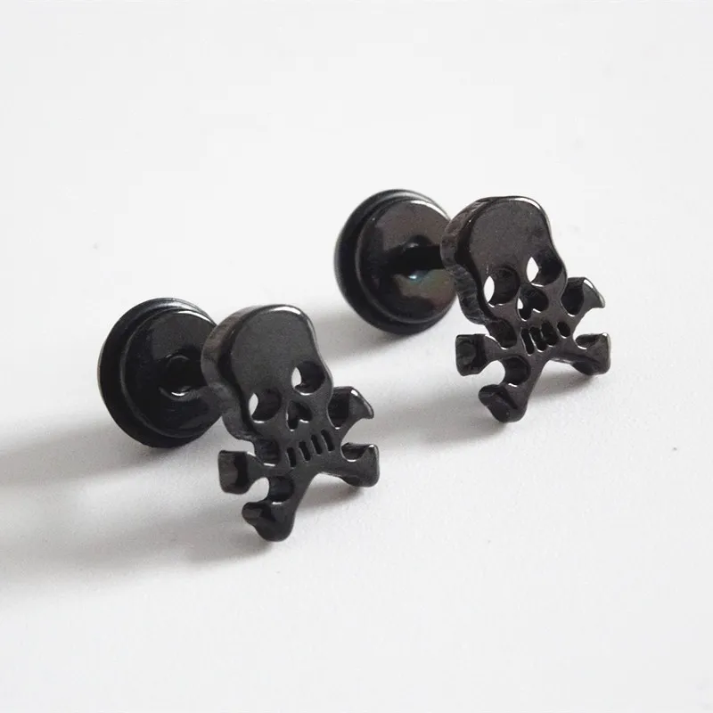 Женские/мужские серьги гвоздики из нержавеющей стали золотистые/черные в стиле