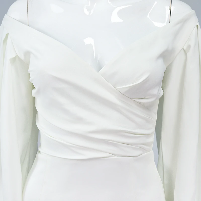 

2021 European And American Hot Style Autumn and Winter sexy women's dress in solid color Off-the-shoulder one-neck dress